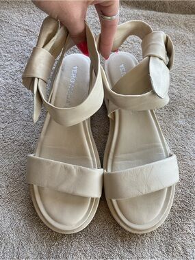 Vero Moda "Vmlay" Padded Leather Tie-Up Sandals - Cream/Beige 7